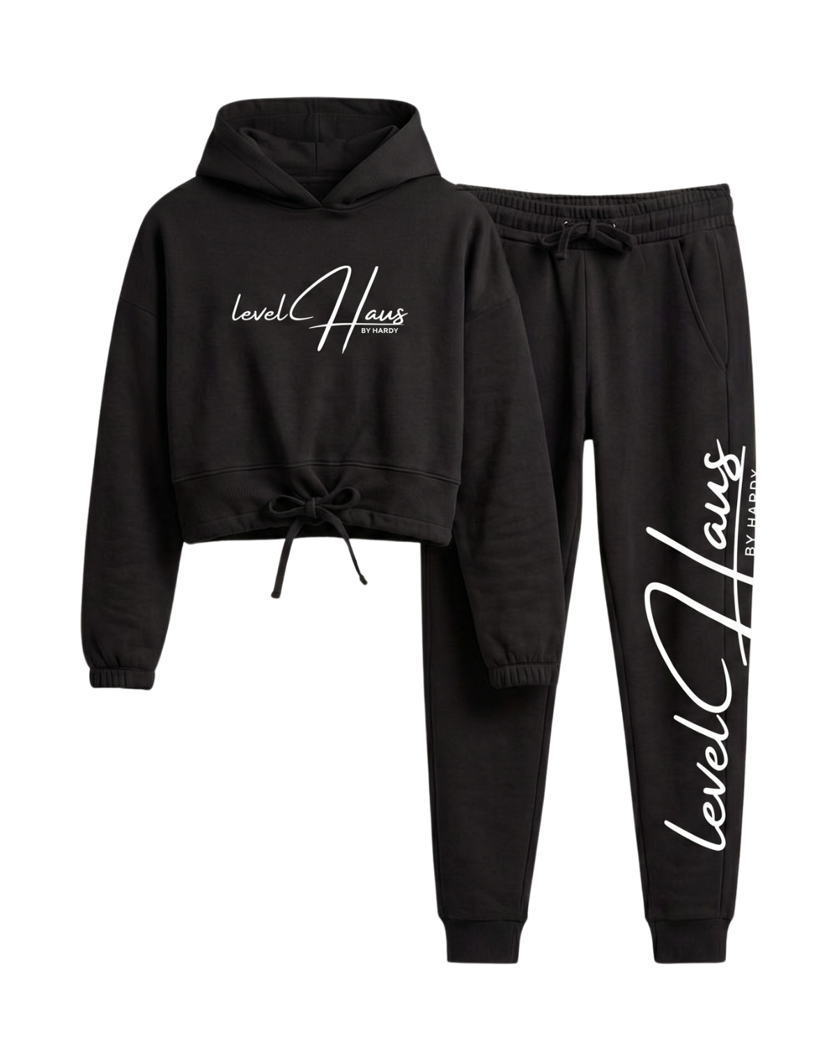 EXCLUSIVES CROPPED COTTON JOGGER SET